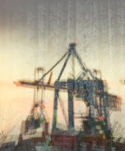 Hamburg Altona - Reflection of crane in window of fisherman's house
